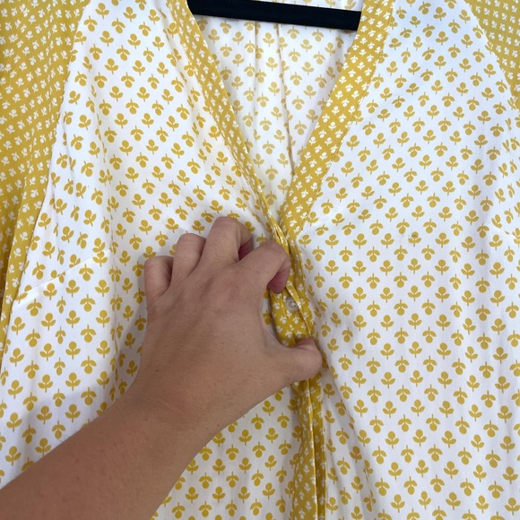 Boden Women's Harriet Blouse US 4 Yellow Floral Print‎ Long Balloon Sleeve Top - Picture 6 of 10